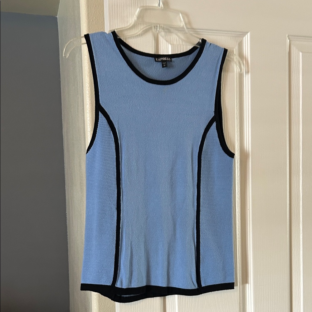 Express Light Blue Tank Top with Black Trim